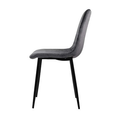 Artiss Dining Chairs Set of 4 Velvet Horizontal Slope Grey - OZ Home Deals