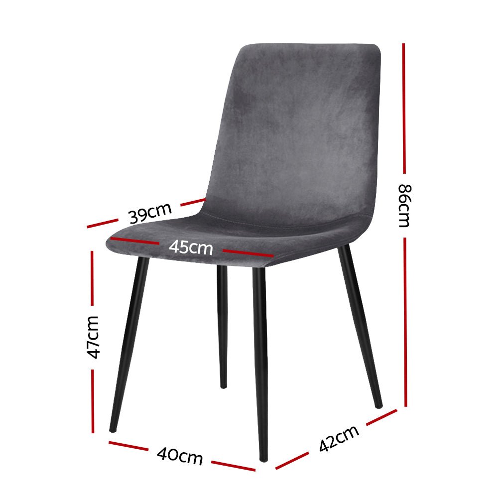 Artiss Dining Chairs Set of 4 Velvet Horizontal Slope Grey - OZ Home Deals