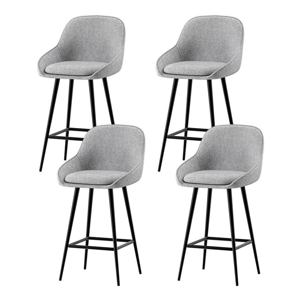 Arugma Linen Bar Stools – Set of 4 (Grey &amp; Black) - OZ Home Deals