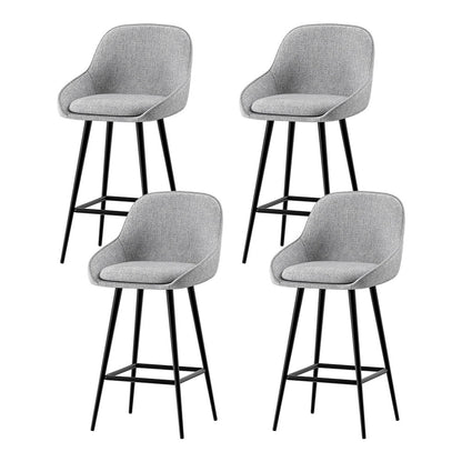 Arugma Linen Bar Stools – Set of 4 (Grey &amp; Black) - OZ Home Deals