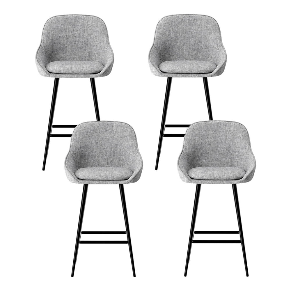 Arugma Linen Bar Stools – Set of 4 (Grey &amp; Black) - OZ Home Deals