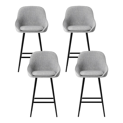 Arugma Linen Bar Stools – Set of 4 (Grey &amp; Black) - OZ Home Deals