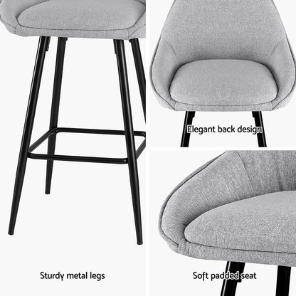 Arugma Linen Bar Stools – Set of 4 (Grey &amp; Black) - OZ Home Deals