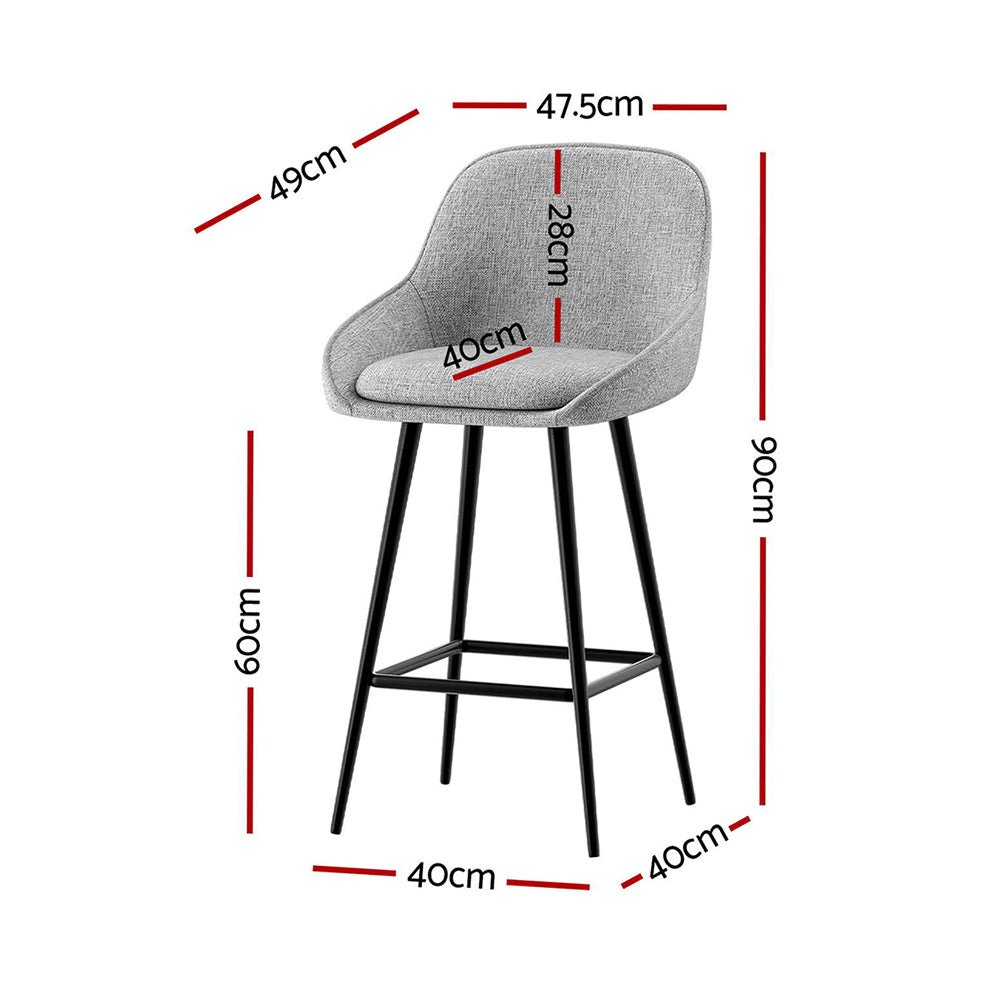 Arugma Linen Bar Stools – Set of 4 (Grey &amp; Black) - OZ Home Deals