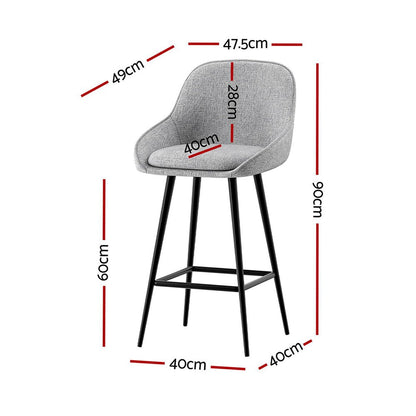 Arugma Linen Bar Stools – Set of 4 (Grey &amp; Black) - OZ Home Deals