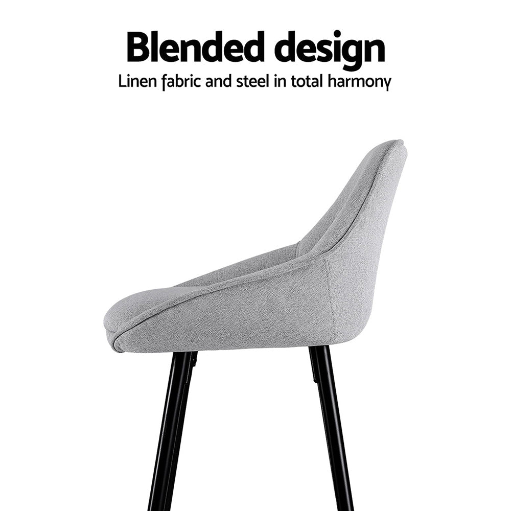 Arugma Linen Bar Stools – Set of 4 (Grey &amp; Black) - OZ Home Deals
