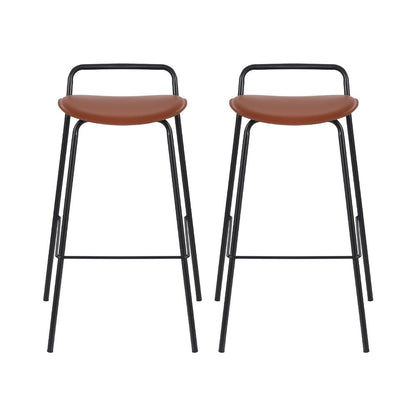 Barossa 2 - Piece PU Leather Bar Stools – Brown & Black - OZ Home Deals