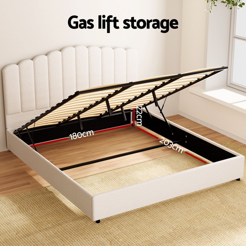 Bed Frame King Size Boucle FION - OZ Home Deals