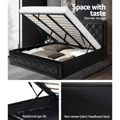 Bed Frame King Size Gas Lift Black TIYO - OZ Home Deals