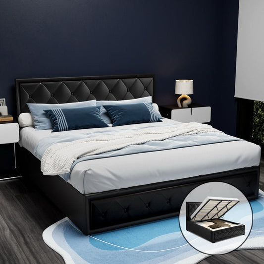 Bed Frame King Size Gas Lift Black TIYO - OZ Home Deals