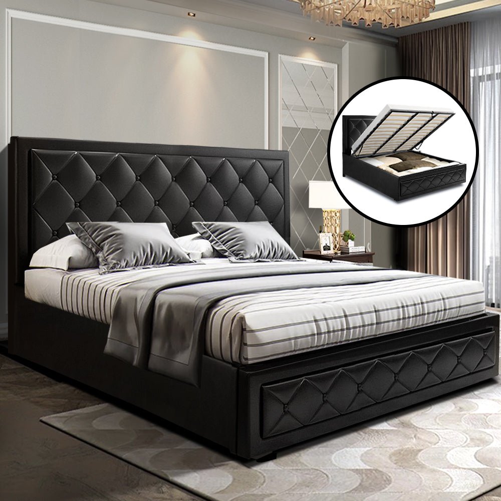 Bed Frame King Size Gas Lift Black TIYO - OZ Home Deals
