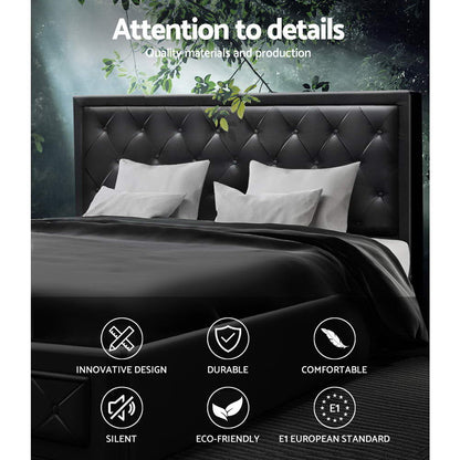 Bed Frame King Size Gas Lift Black TIYO - OZ Home Deals