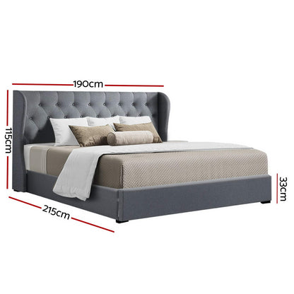 Bed Frame King Size Gas Lift Grey ISSA - OZ Home Deals