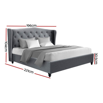 Bed Frame King Size Grey PIER - OZ Home Deals