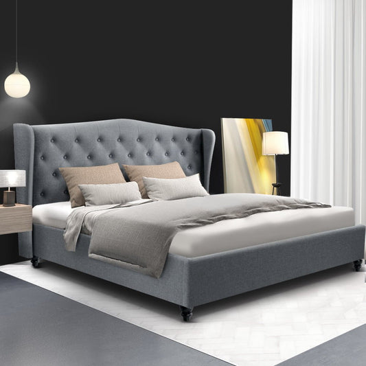 Bed Frame King Size Grey PIER - OZ Home Deals