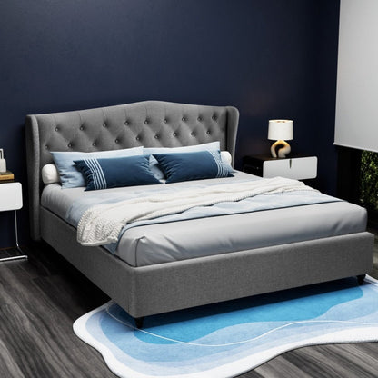 Bed Frame King Size Grey PIER - OZ Home Deals
