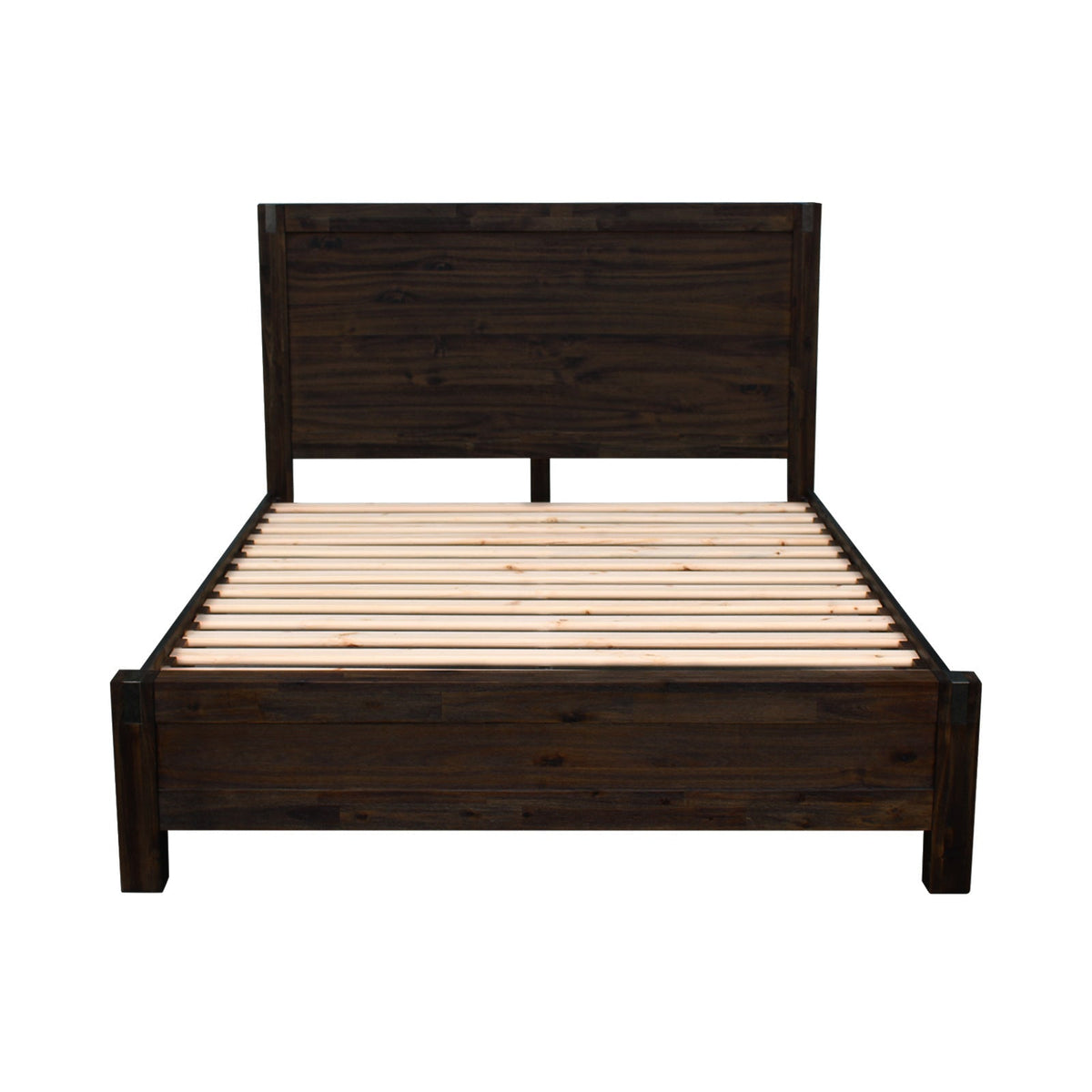 Bed Frame King Size in Solid Wood Veneered Acacia Bedroom Timber Slat in Chocolate - OZ Home Deals