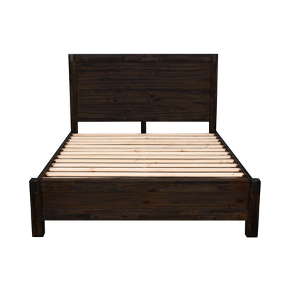 Bed Frame King Size in Solid Wood Veneered Acacia Bedroom Timber Slat in Chocolate - OZ Home Deals