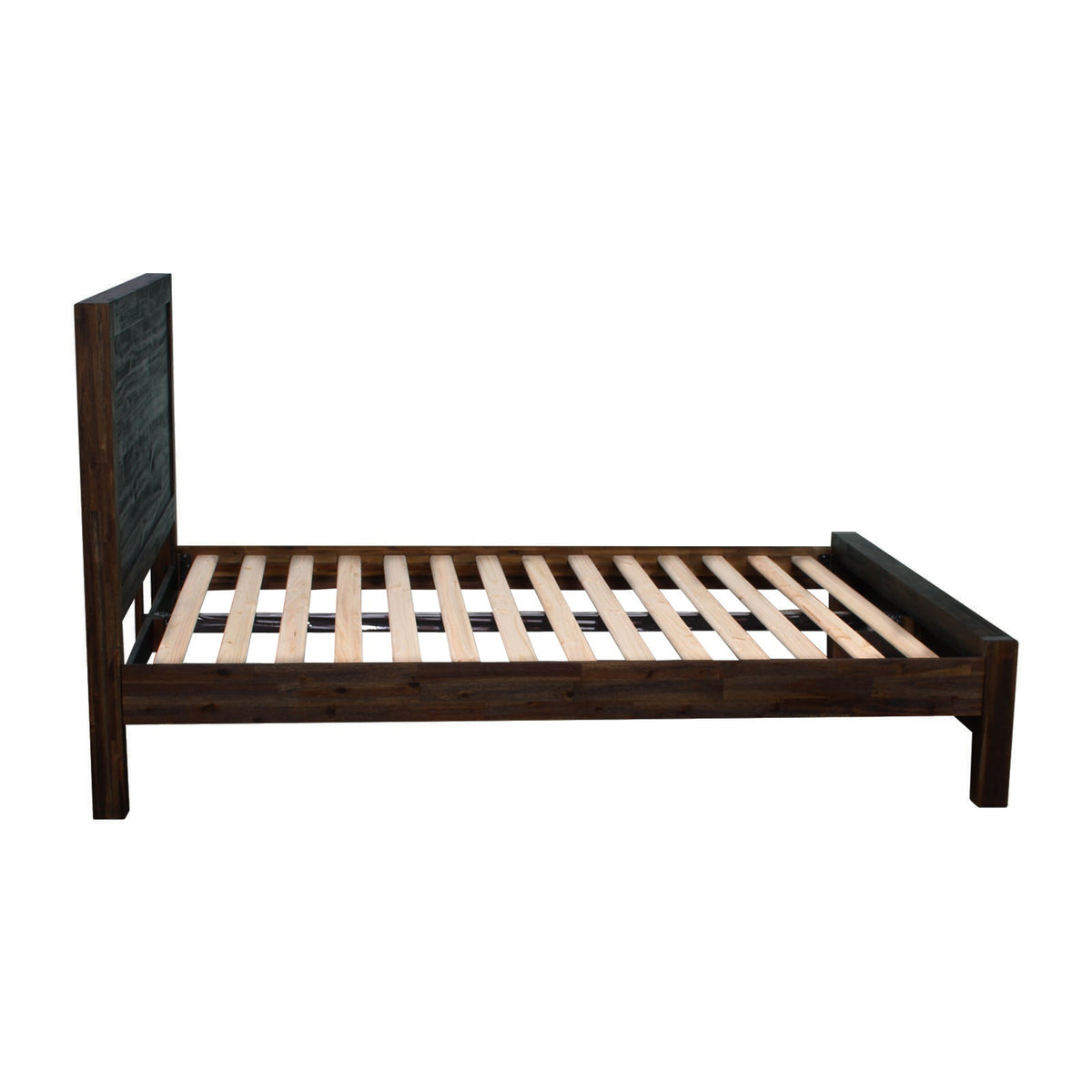 Bed Frame King Size in Solid Wood Veneered Acacia Bedroom Timber Slat in Chocolate - OZ Home Deals