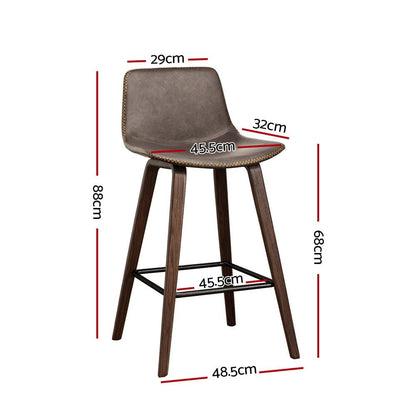 Bentwood Walnut PU Leather Bar Stools – Set of 4 - OZ Home Deals