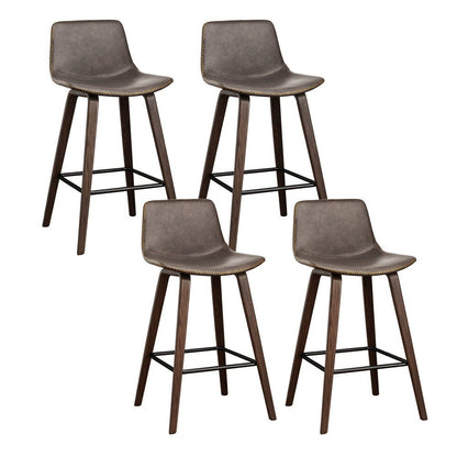 Bentwood Walnut PU Leather Bar Stools – Set of 4 - OZ Home Deals
