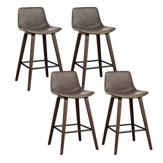 Bentwood Walnut PU Leather Bar Stools – Set of 4 - OZ Home Deals