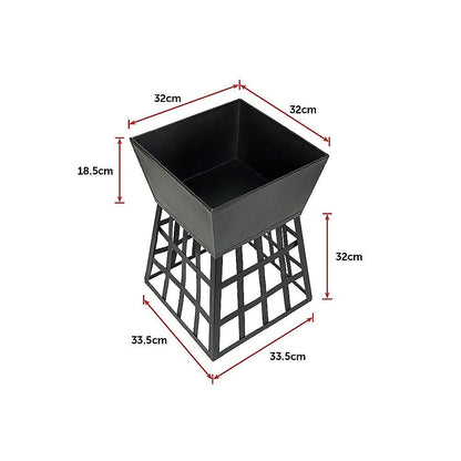Black Fire Pit Square Log Patio Garden Heater Outdoor Table Top BBQ Camping - OZ Home Deals