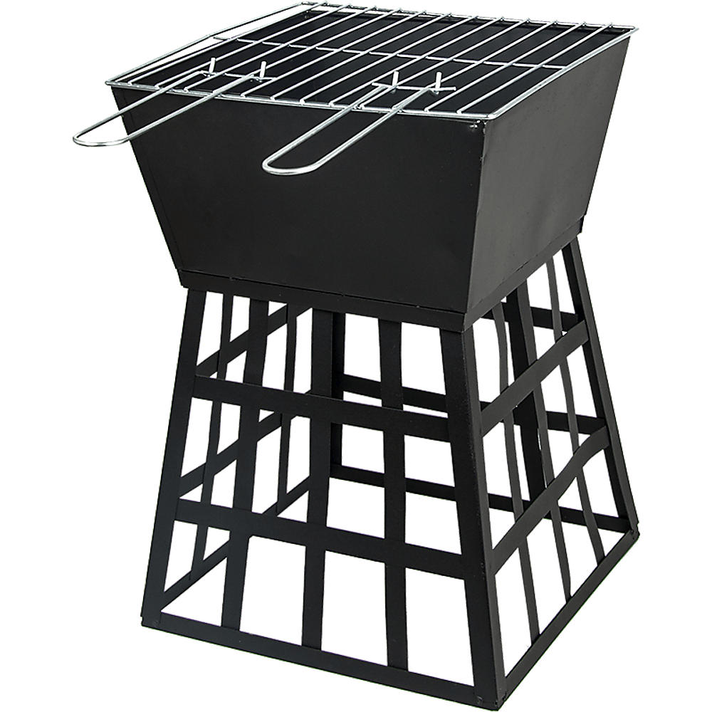 Black Fire Pit Square Log Patio Garden Heater Outdoor Table Top BBQ Camping - OZ Home Deals