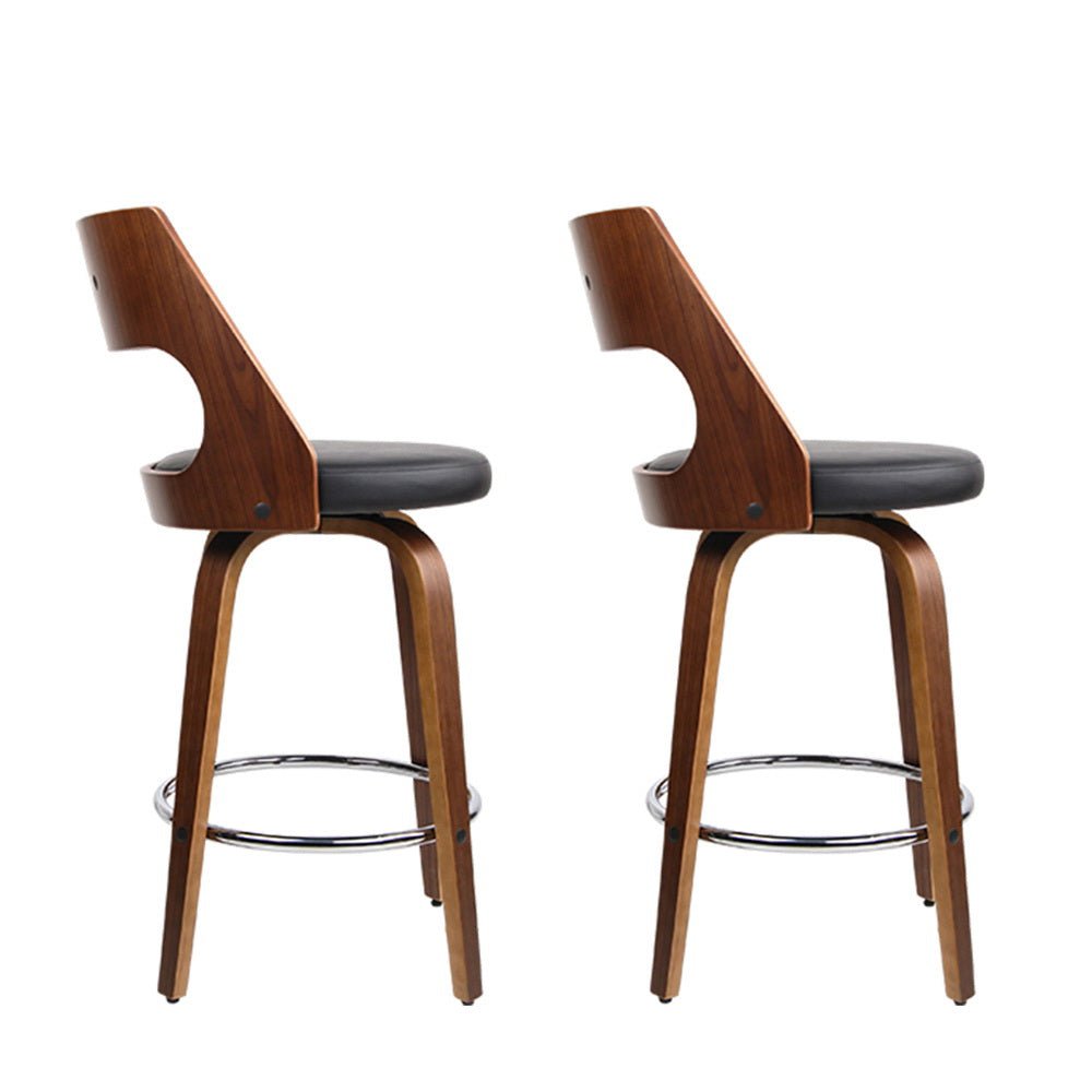 Bondi 2 - Piece PU Leather Rotating Bar Stools – Black - OZ Home Deals