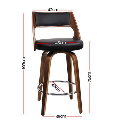 Bondi 2 - Piece PU Leather Rotating Bar Stools – Black - OZ Home Deals