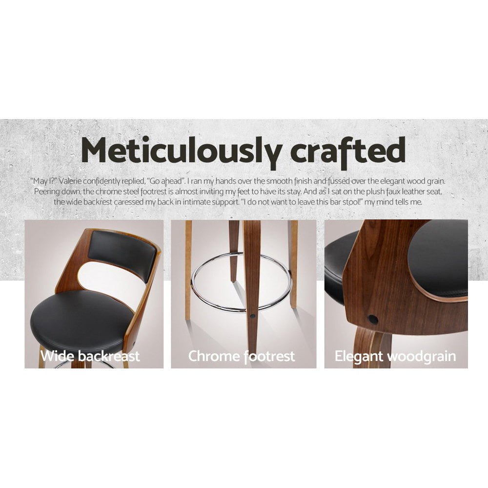 Bondi 2 - Piece PU Leather Rotating Bar Stools – Black - OZ Home Deals