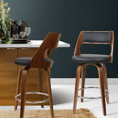 Bondi 2 - Piece PU Leather Rotating Bar Stools – Black - OZ Home Deals