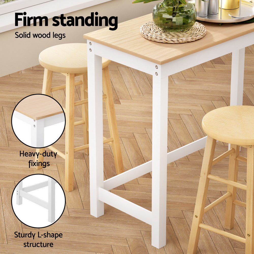Byron 5-Piece Bar Table & Stools Set – Pine & Natural Beech Wood - OZ Home Deals