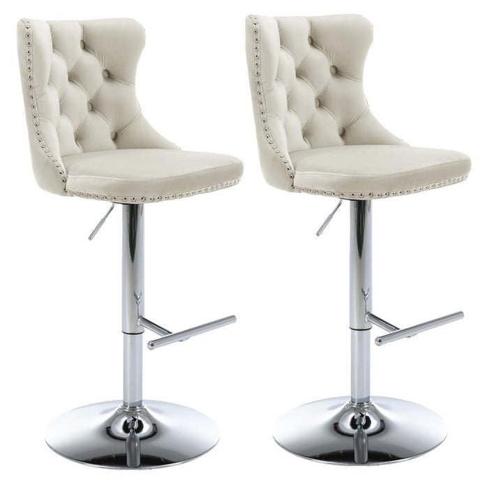 Champ Velvet Adjustable Bar Stools – Set of 2 - OZ Home Deals