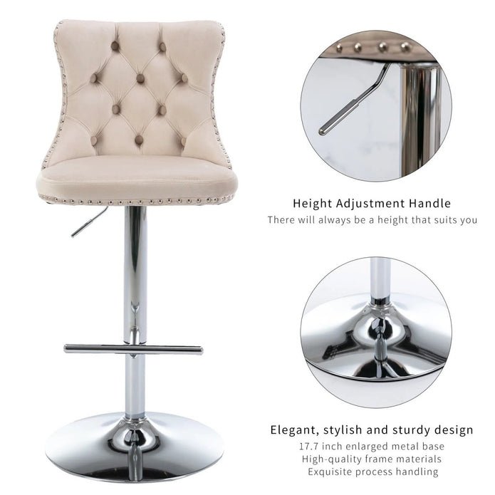 Champ Velvet Adjustable Bar Stools – Set of 2 - OZ Home Deals