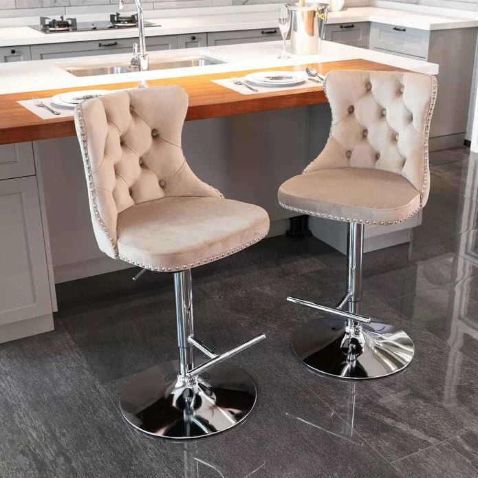 Champ Velvet Adjustable Bar Stools – Set of 2 - OZ Home Deals