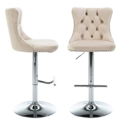 Champ Velvet Adjustable Bar Stools – Set of 2 - OZ Home Deals