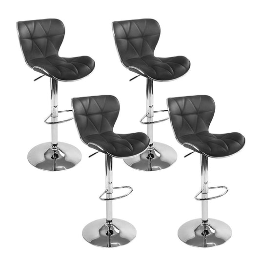 ChromeLift PU Leather Bar Stools – Set of 4 (Black) - OZ Home Deals