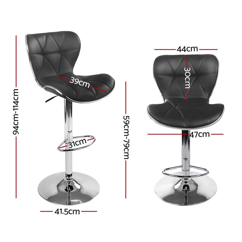ChromeLift PU Leather Bar Stools – Set of 4 (Black) - OZ Home Deals