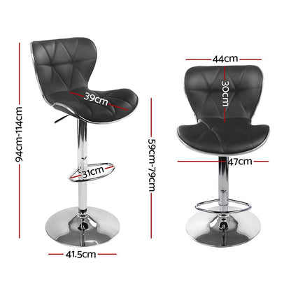 ChromeLift PU Leather Bar Stools – Set of 4 (Black) - OZ Home Deals