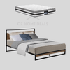Double Package – Dane Industrial Bed Frame + Euro Top Bonnell Mattress - OZ Home Deals