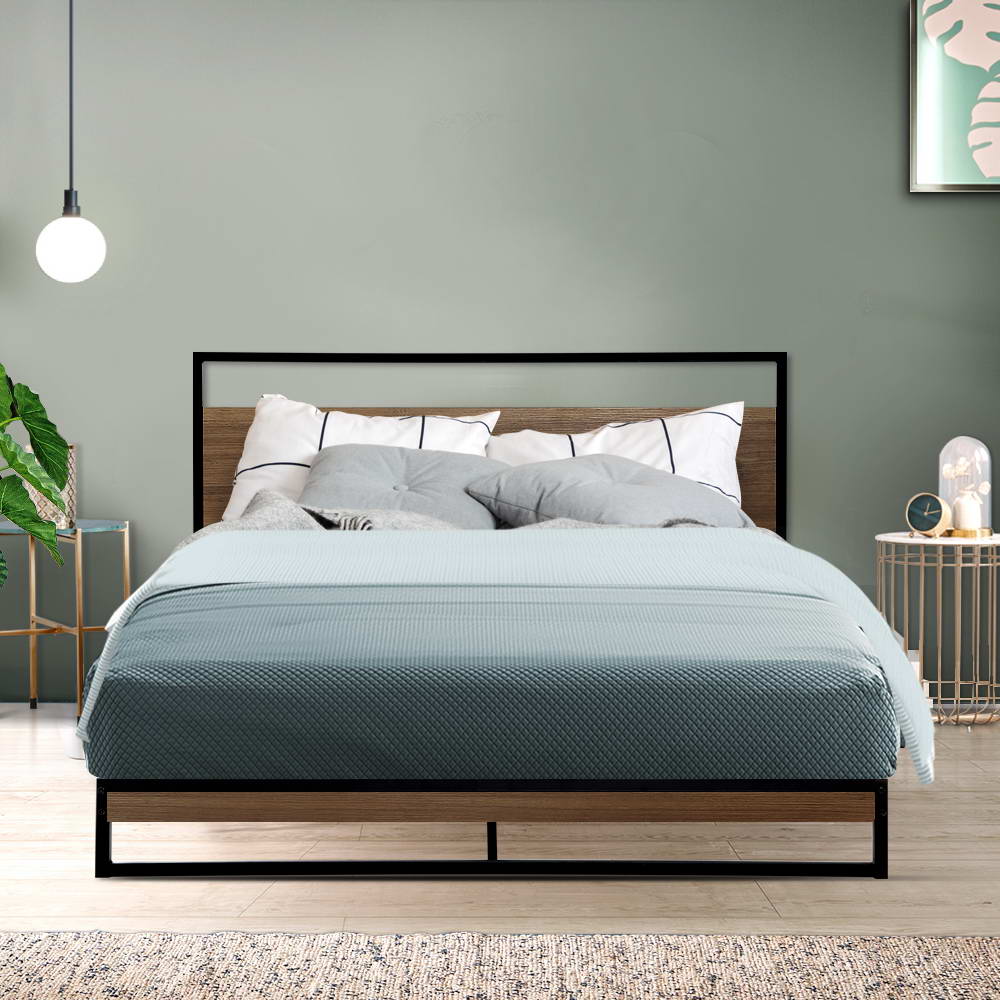 Double Package – Dane Industrial Bed Frame + Euro Top Bonnell Mattress - OZ Home Deals