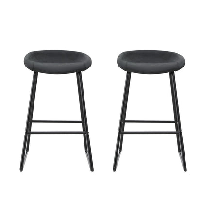 Everest PU Leather Bar Stools – Black Metal Frame, 65cm - OZ Home Deals