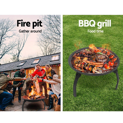 Fire Pit BBQ Charcoal Smoker Portable Outdoor Camping Pits Patio Fireplace 22" - OZ Home Deals