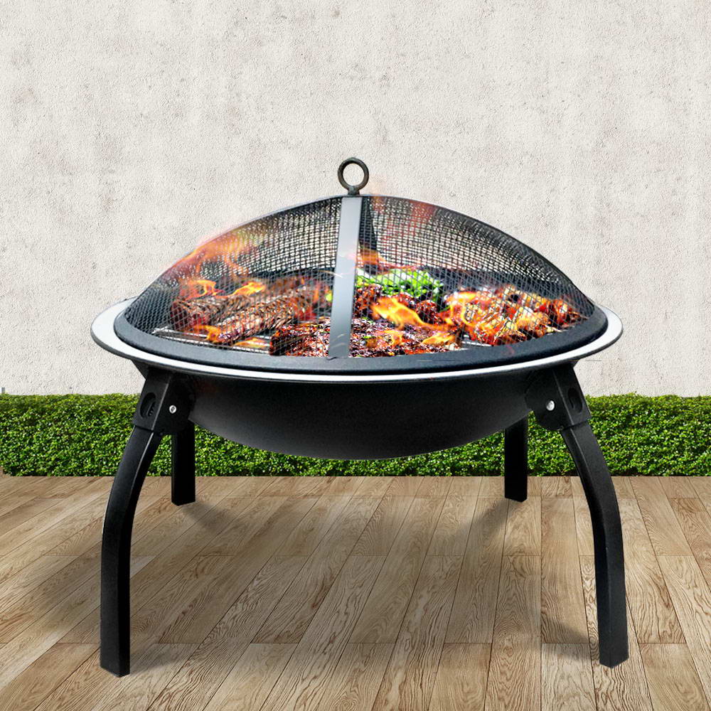 Fire Pit BBQ Charcoal Smoker Portable Outdoor Camping Pits Patio Fireplace 22" - OZ Home Deals