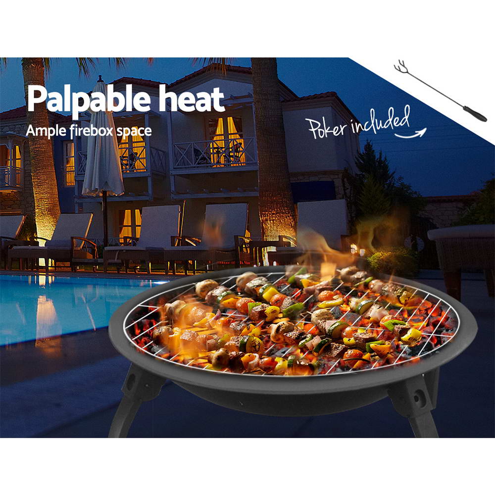 Fire Pit BBQ Charcoal Smoker Portable Outdoor Camping Pits Patio Fireplace 22" - OZ Home Deals