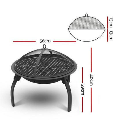 Fire Pit BBQ Charcoal Smoker Portable Outdoor Camping Pits Patio Fireplace 22" - OZ Home Deals