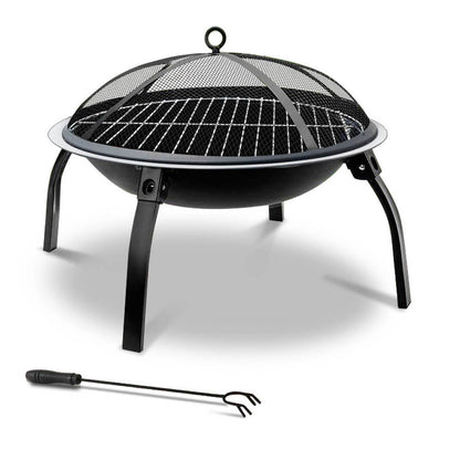 Fire Pit BBQ Charcoal Smoker Portable Outdoor Camping Pits Patio Fireplace 22" - OZ Home Deals