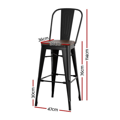 Forgewood Industrial Bar Stools – Set of 4 (Black &amp; Walnut) - OZ Home Deals