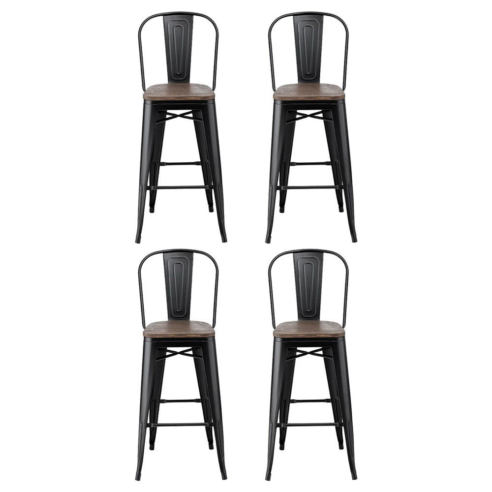 Forgewood Industrial Bar Stools – Set of 4 (Black &amp; Walnut) - OZ Home Deals